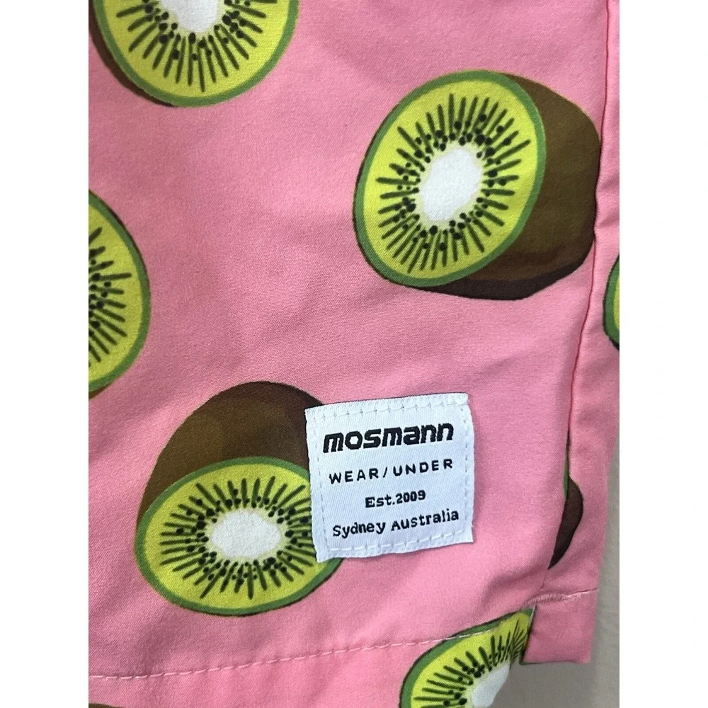 Mosmann Australia‎ Beach Swing Shorts Men's Coral Kiwi Drawstring Pockets Medium
